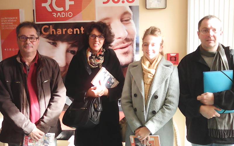 Marion Bernard, la directrice des Archives départementales, Dany Chiron, responsable de l’action culturelle pour l’Ecole départementale de musique et Alain Giboin et Philippe Coudert, deux enseignants de l’école